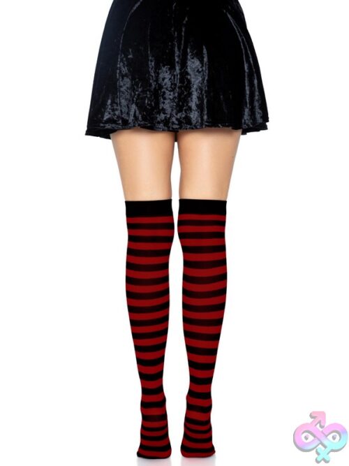 Nylon Striped Thigh Highs