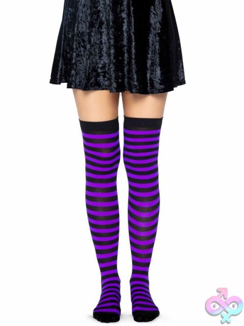Nylon Striped Thigh Highs