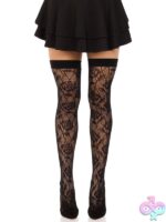 Wild Rose Net Thigh-Highs by Leg Avenue — sheer net stockings for a sultry boudoir look