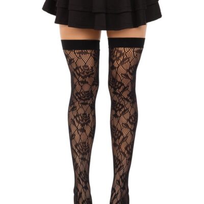 Wild Rose Net Thigh-Highs by Leg Avenue — sheer net stockings for a sultry boudoir look