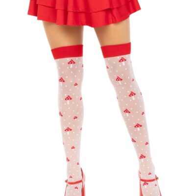 Mushroom Thigh-Highs Spandex Sheer Polka Dot by Leg Avenue