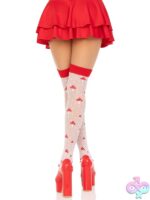Spandex Sheer Polka Dot Mushroom Thigh Highs