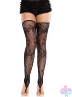 Floral Net Toe Loop Footless Thigh Highs