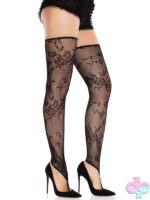Floral Net Toe Loop Footless Thigh Highs