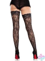 Stay Up Lace Top Cross Hatch Floral Lace Thigh Highs