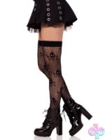 Dotted Net Skull Thigh Highs