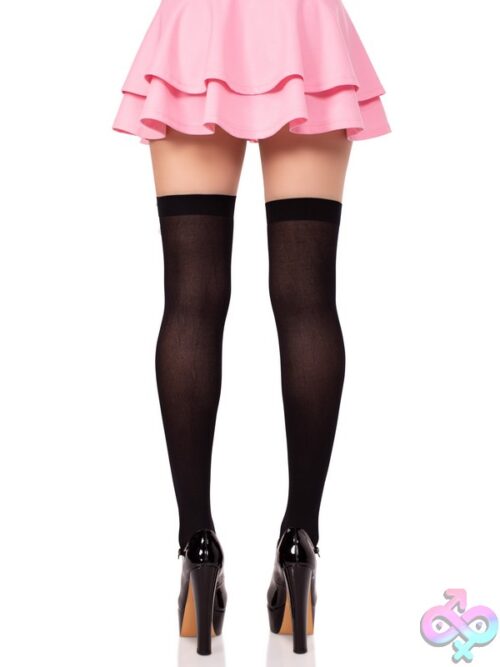 Opaque Cross Bone Thigh Highs Satin Bow Accent