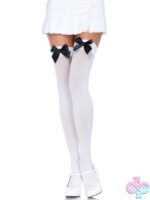 Opaque Thigh Highs Satin Bow Accent