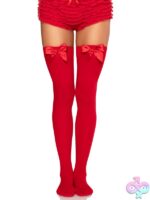 Opaque Thigh Highs Satin Bow Accent