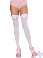 Opaque Thigh Highs Satin Bow Accent