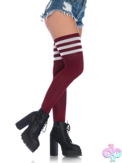 3 Stripes Athletic Ribbed Thigh Highs