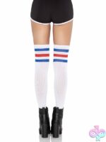 3 Stripes Athletic Ribbed Thigh Highs