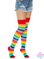 Spandex Acrylic Rainbow Striped Thigh Highs