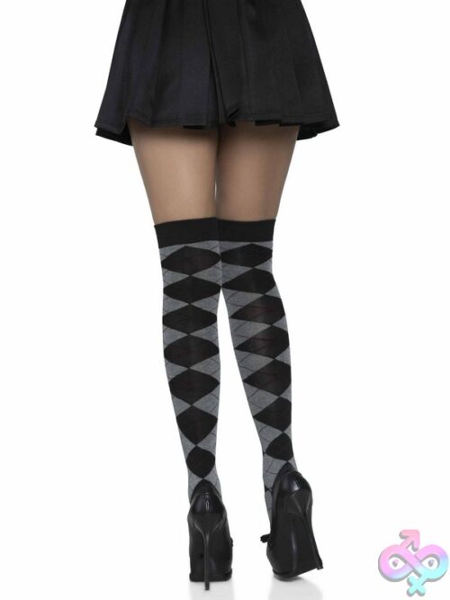 Argyle Knit Over The Knee Socks