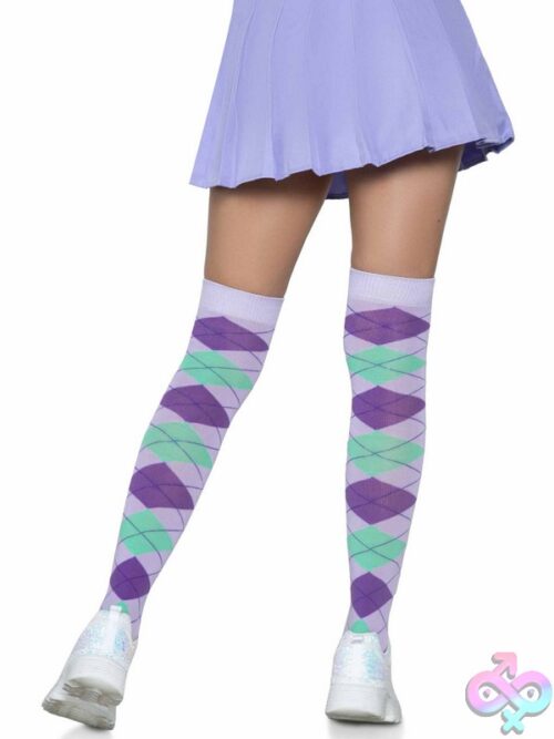 Argyle Knit Over The Knee Socks