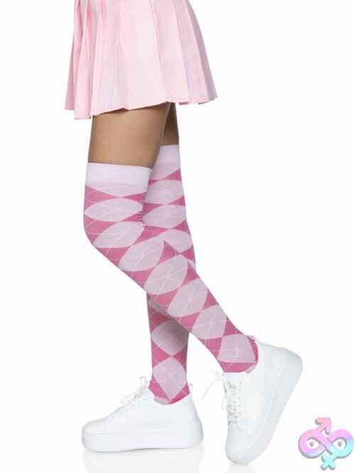Argyle Knit Over The Knee Socks