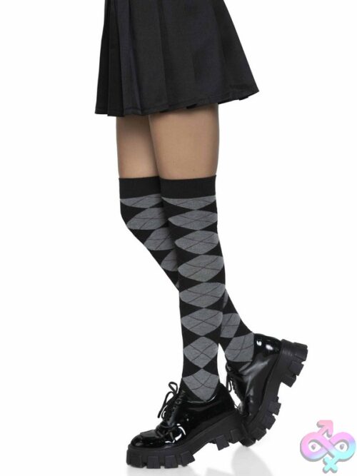 Argyle Knit Over The Knee Socks