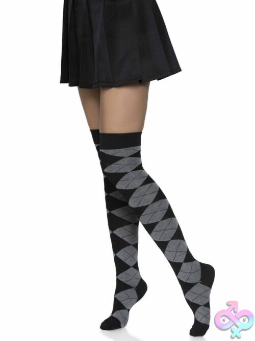 Argyle Knit Over The Knee Socks