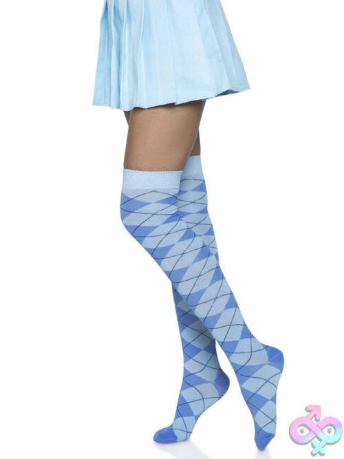Argyle Knit Over The Knee Socks