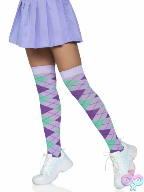 Argyle Knit Over The Knee Socks