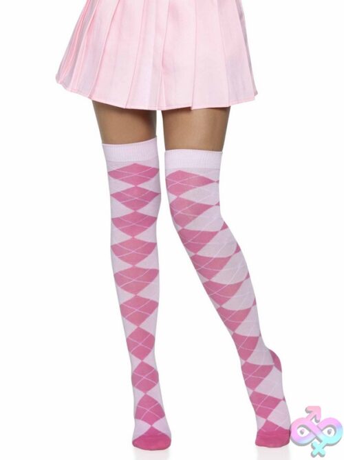 Argyle Knit Over The Knee Socks