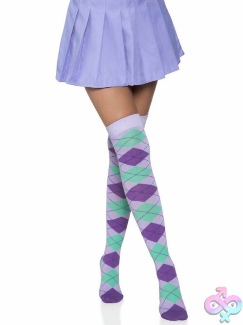 Argyle Knit Over The Knee Socks