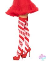 Spandex Sheer Candy Cane Striped Thigh Highs