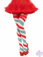 Holiday Ribbon Striped Thigh Highs