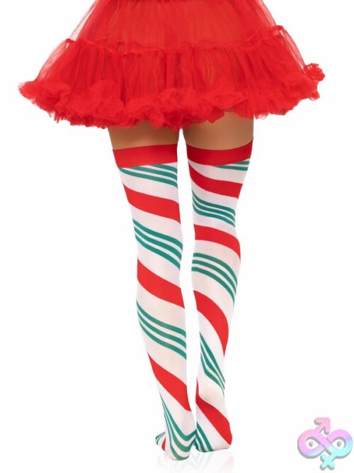 Holiday Ribbon Striped Thigh Highs