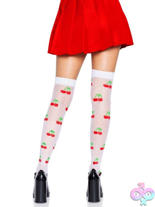 Spandex Sheer Polka Dot Cherry Thigh Highs
