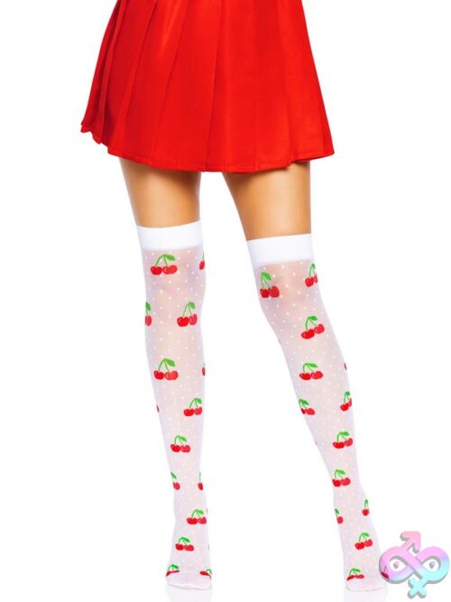 Spandex Sheer Polka Dot Cherry Thigh Highs