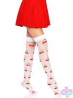 Spandex Sheer Polka Dot Cherry Thigh Highs