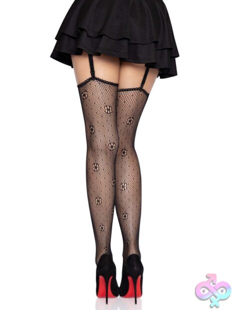 Daisy Dot Fishnet Stockings Scalloped Top