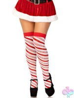 Candy Cane Metallic Striped Over the Knee Socks by Leg Avenue