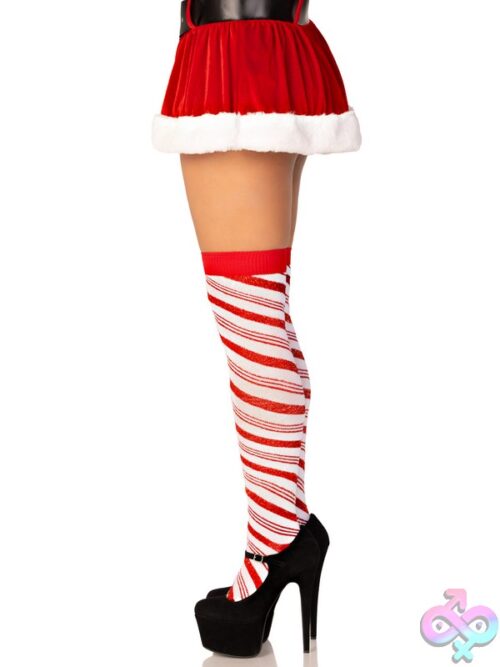 Candy Cane Metallic Striped Over The Knee Socks