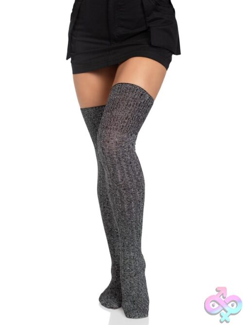 Heather Rib Knit Thigh Highs