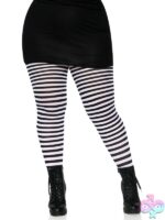 Plus Size Nylon Striped Tights by Leg Avenue — bold stripes, flattering fit