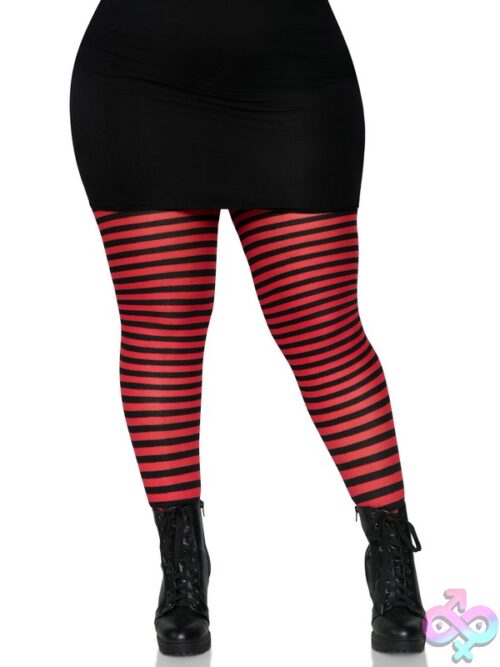 Plus Size Nylon Striped Tights