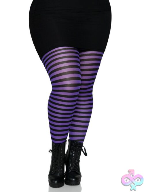 Plus Size Nylon Striped Tights