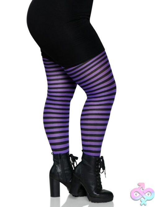 Plus Size Nylon Striped Tights