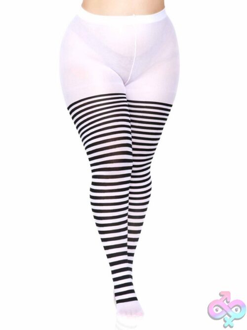 Plus Size Nylon Striped Tights