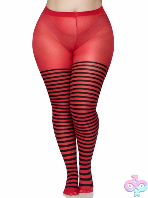 Plus Size Nylon Striped Tights