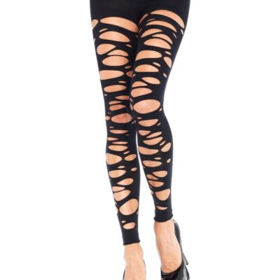 Tattered Footless Tights by Leg Avenue — distressed sheer hosiery lingerie