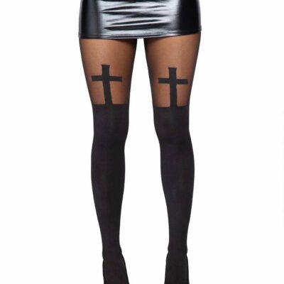 Thigh Accent Spandex Opaque Cross Tights by Leg Avenue
