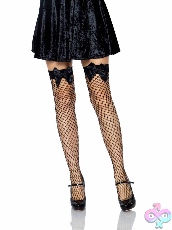 Discreet-Toys-Leg-Avenue-Hosiery-9078_01_001 Bow Top Fence Net Thigh-Highs By Leg Avenue — Sultry Fence-Net Stockings With Bow Detail