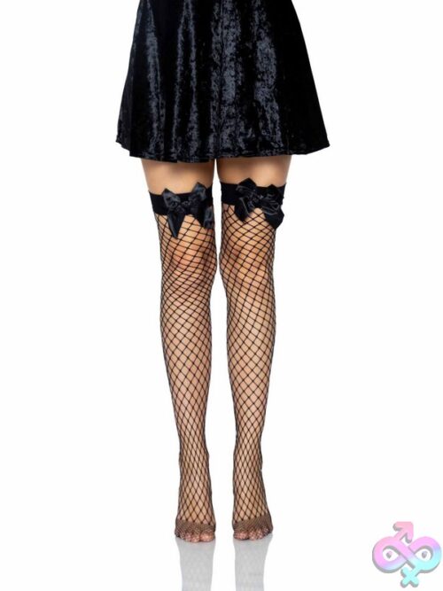 Bow Top Fence Net Thigh Highs
