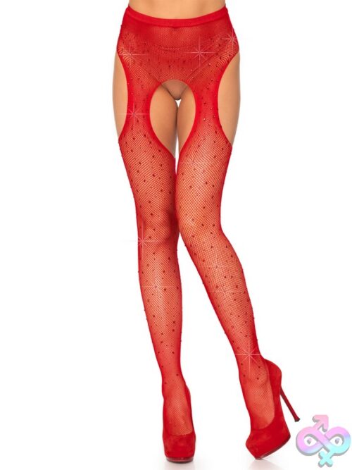 Rhinestone Fishnet Suspender Tights