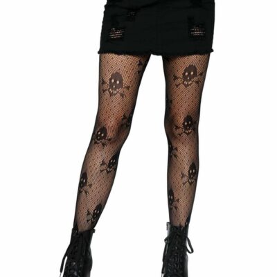 Skull Tights Micro Net by Leg Avenue — bold gothic hosiery