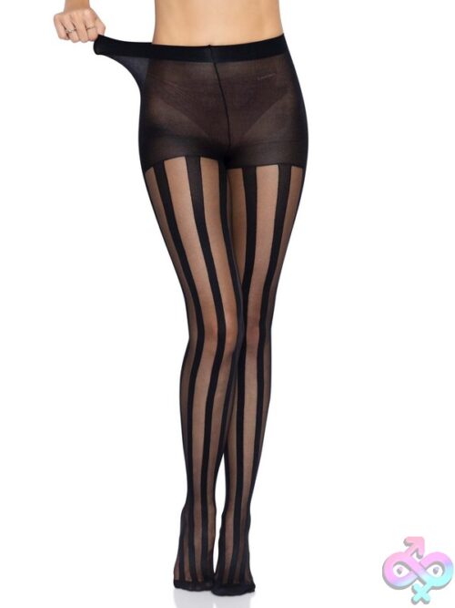 Sheer Tights Opaque Vertical Stripes