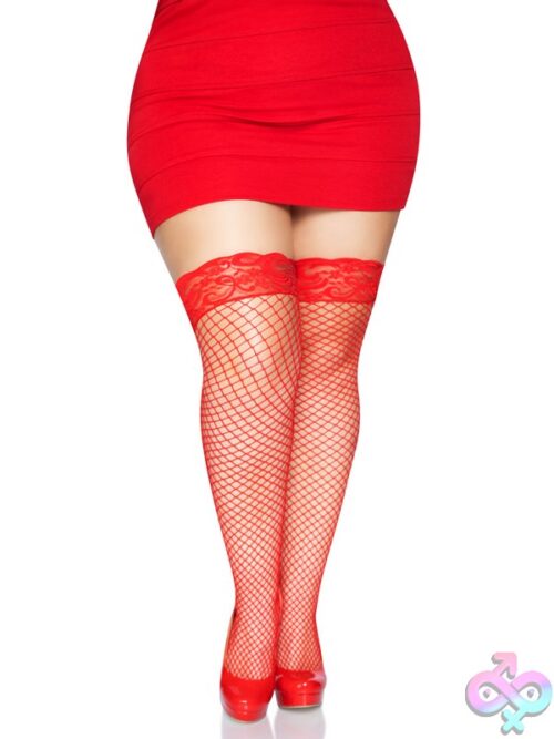 Plus Size Stay Up Lace Top Spandex Industrial Net Thigh Highs